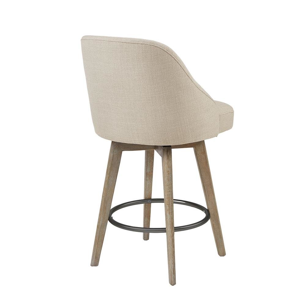 Beige Swivel Counter Stools with Solid Wood Frame for Kitchen or Bar Use. Picture 3