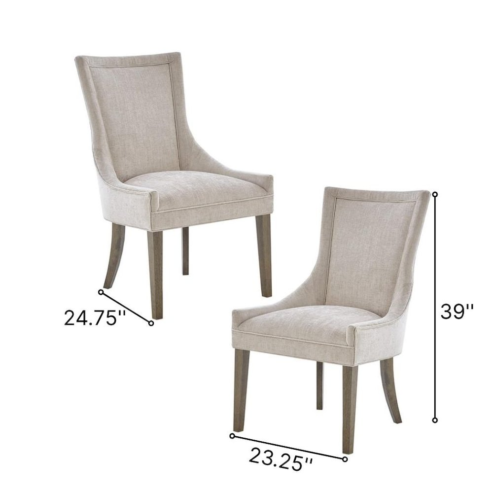 Beige Dining Chairs Set of 2, Mid Century Upholstered Chairs for Dining Table. Picture 8