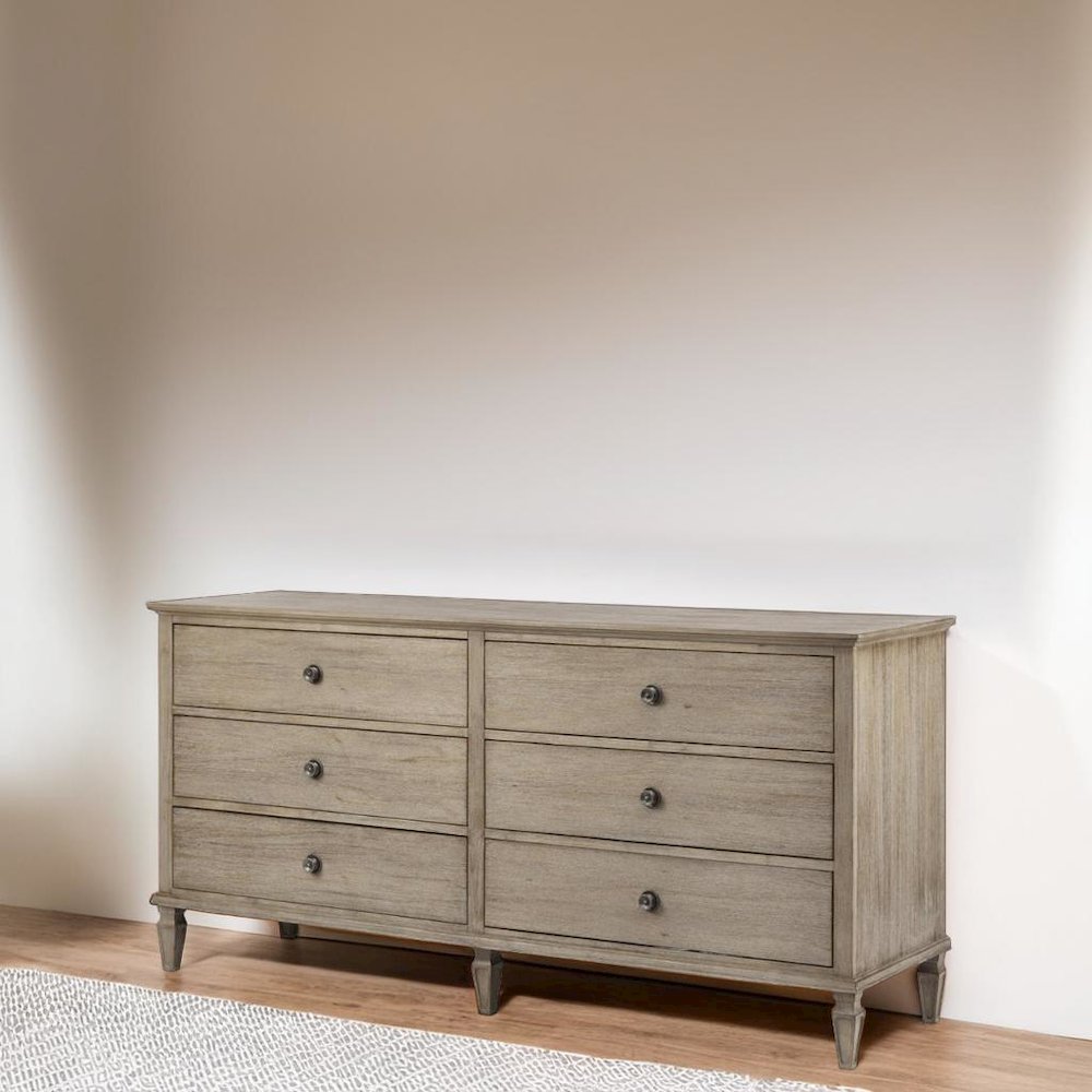 Brown Bedroom Storage Dresser with 6 Spacious Drawers for Clothes and More. Picture 6