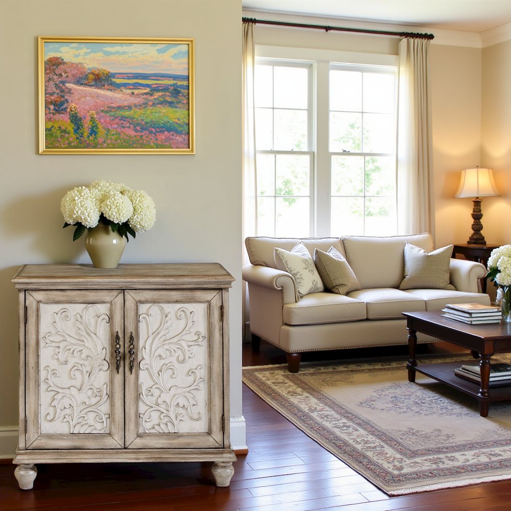 Brown Rustic 2-Door Accent Cabinet, Vintage Sideboard with Solid Wood Legs. Picture 3