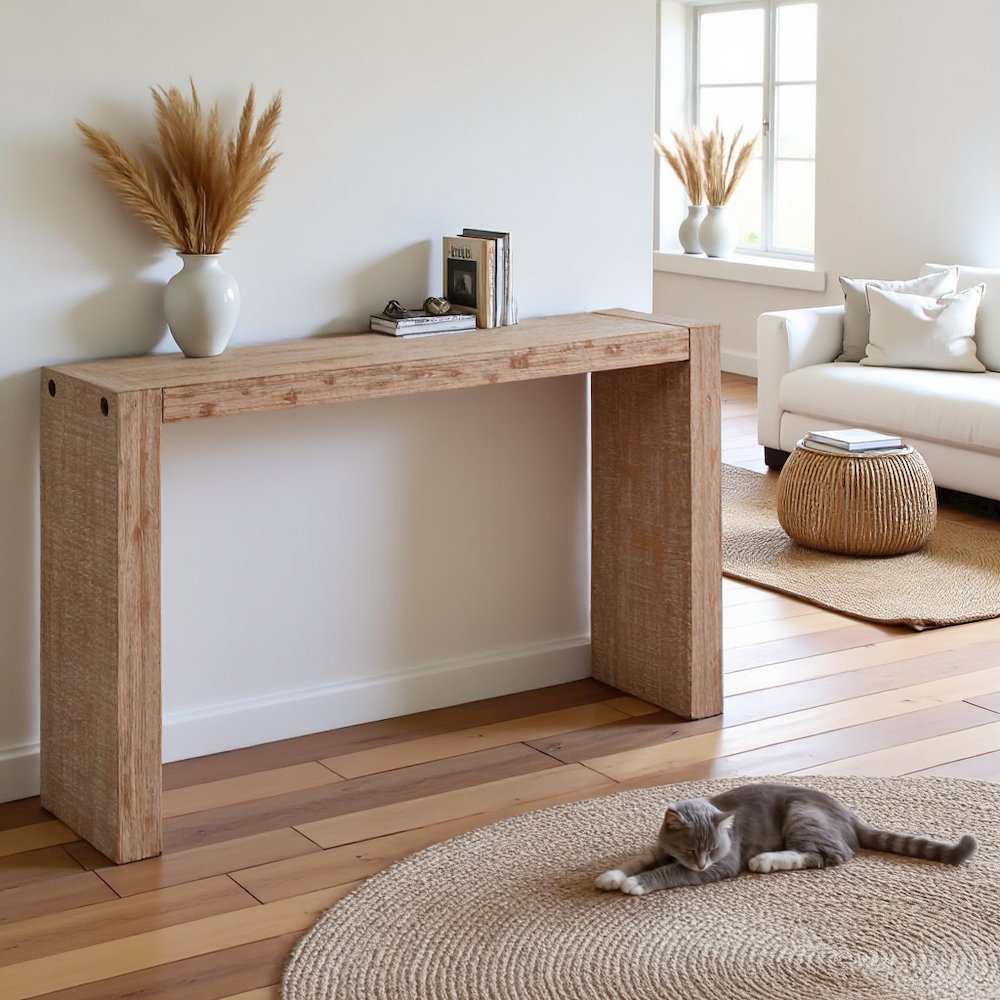 Brown Small Console Table, Wood Console Table for Entryway with Narrow Profile. Picture 3