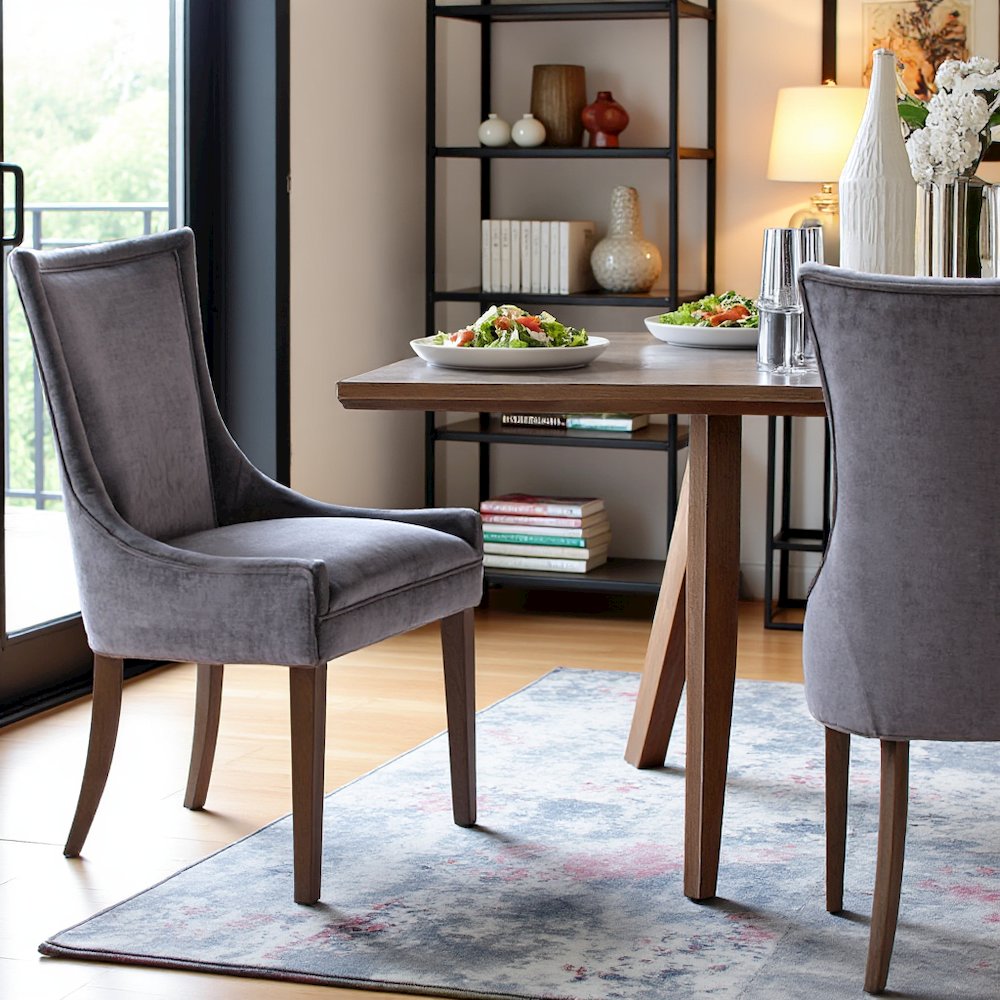 Gray Dining Chairs Set of 2, Mid Century Upholstered Chairs for Dining Table. Picture 2