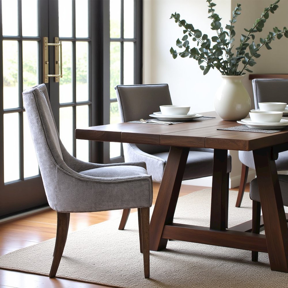 Gray Dining Chairs Set of 2, Mid Century Upholstered Chairs for Dining Table. Picture 3
