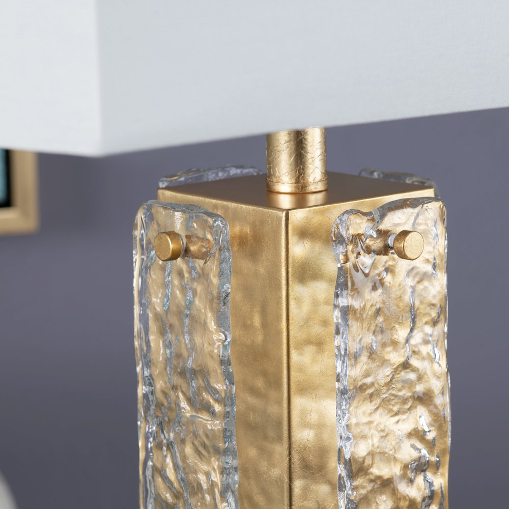 Set Of 2 Metal & Glass Table Lamp With Linen Shade. Picture 5