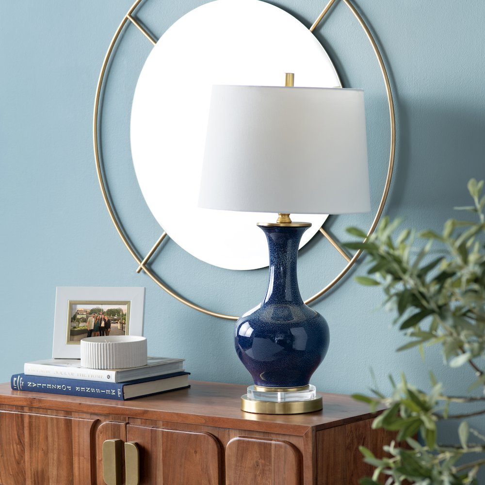 Set Of 2 Ceramic, Metal, & Crystal Table Lamp With Shade. Picture 4