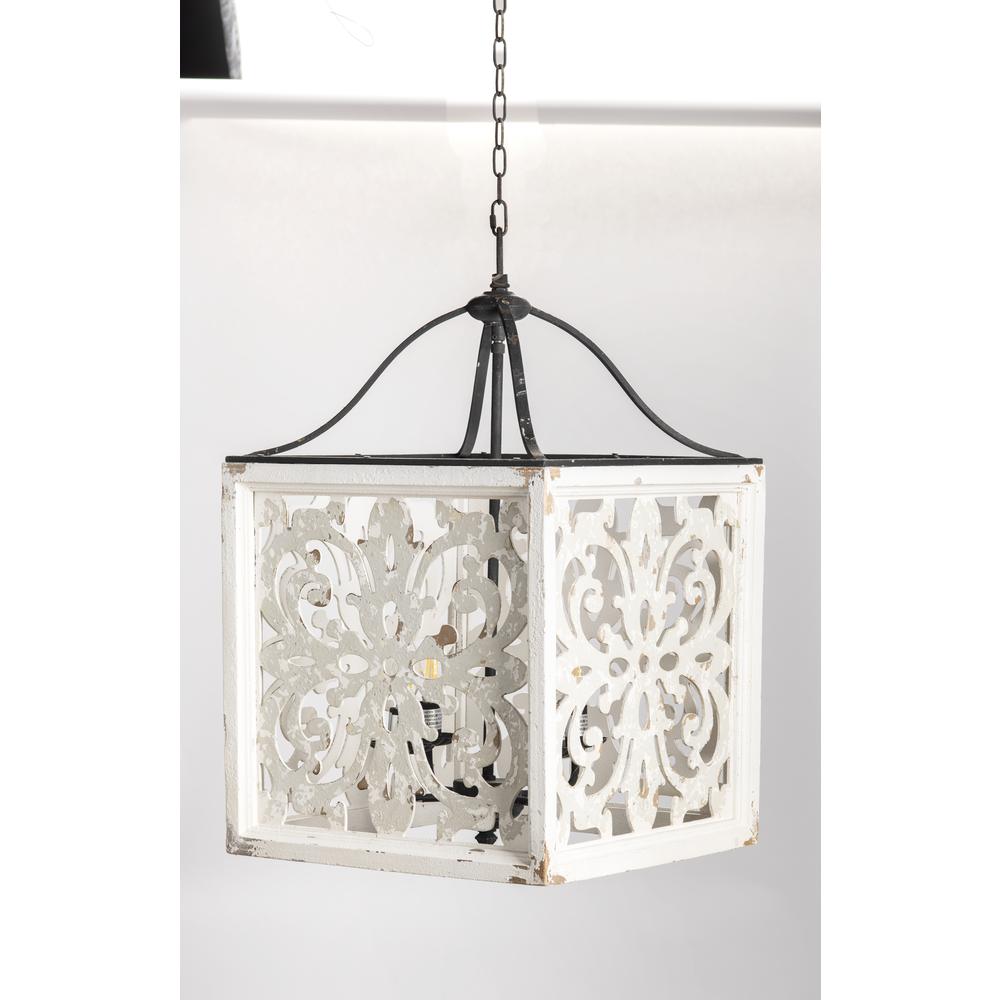 Mariah 29" White Wood and Metal Pendant Light. Picture 4