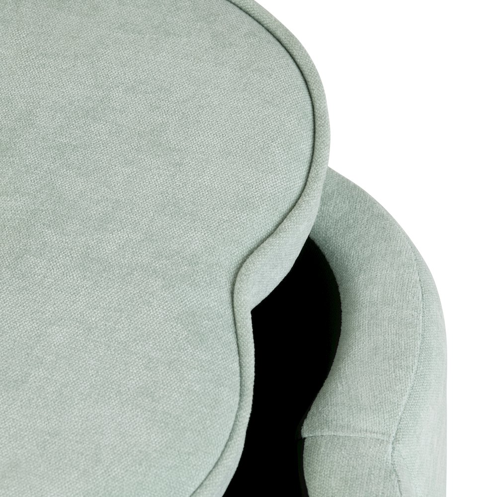 Seafoam Green Chenille Flower Ottoman W/ Storage. Picture 3