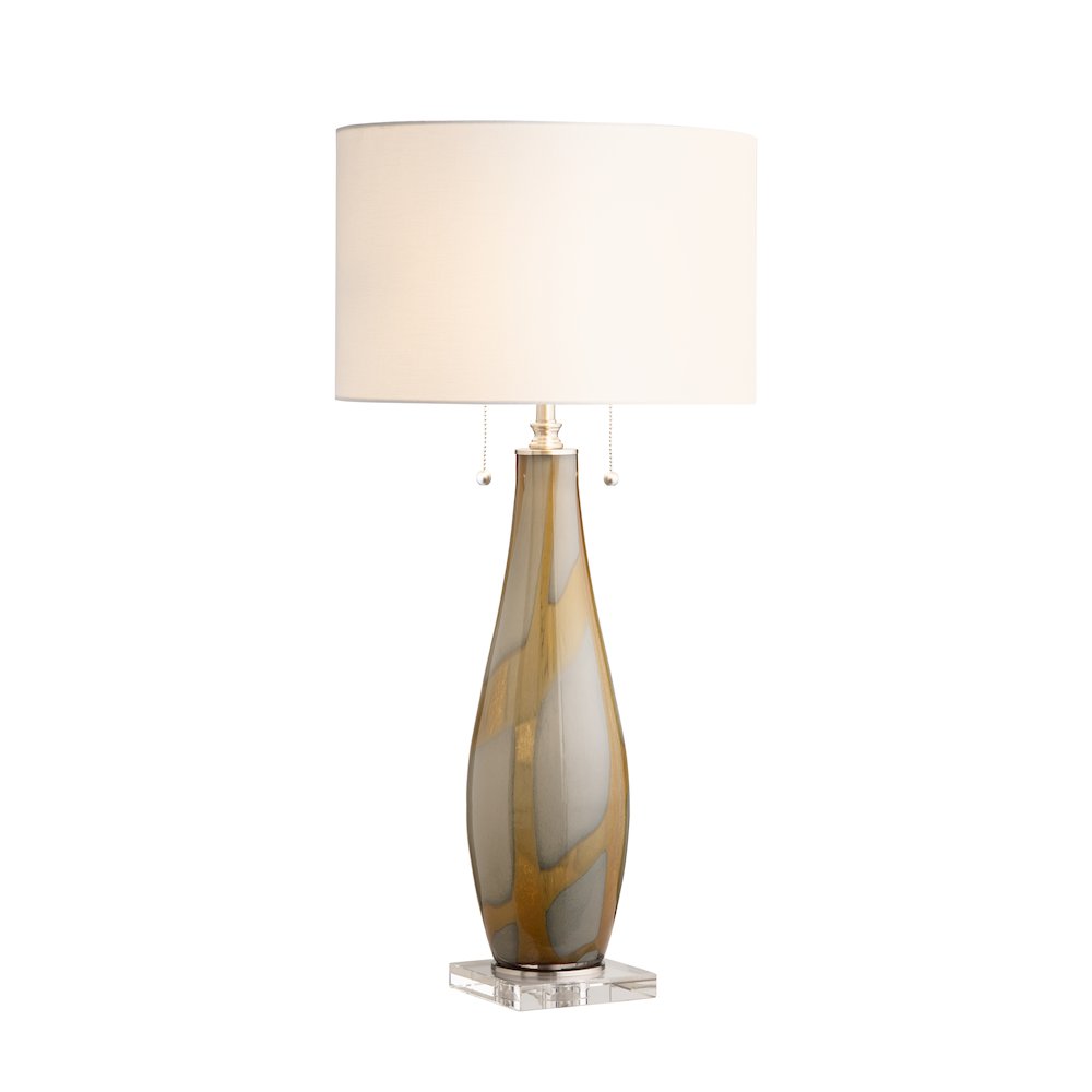 Set Of 2 Glass Table Lamp With Linen Shade. Picture 2