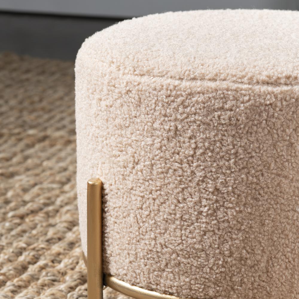 Zanella Cream Sherpa Stool. Picture 5