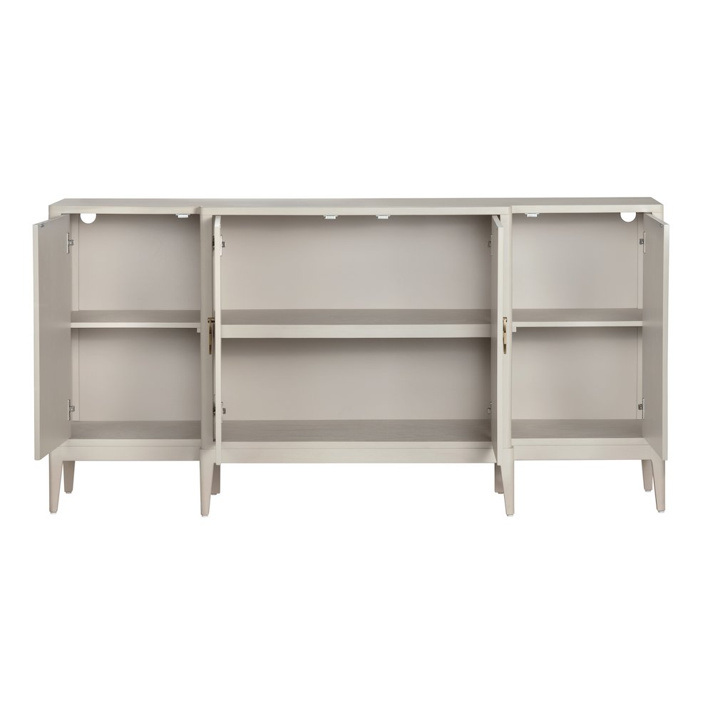 75.5" Beige With A Yellow Undertone 4-Door Media Credenza. Picture 3