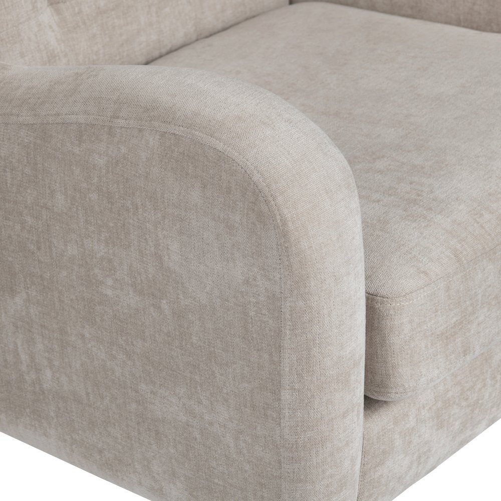 Cream Tufted Upholstered Accent Chair. Picture 3