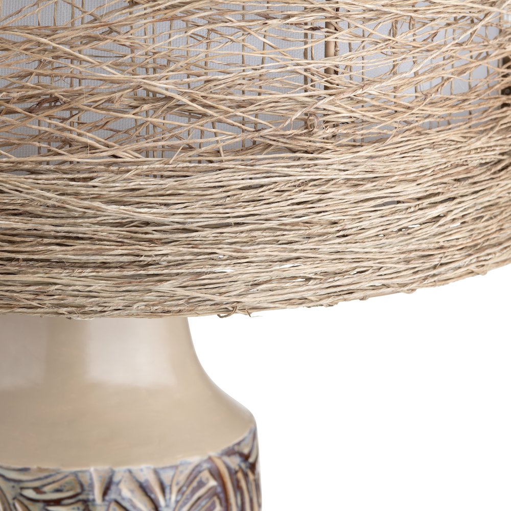 Set Of 2 Ceramic Table Lamps With Rattan Shade. Picture 3