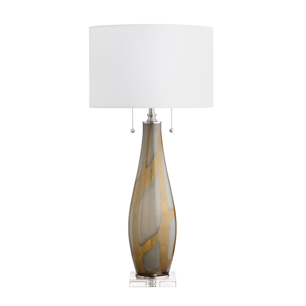 Set Of 2 Glass Table Lamp With Linen Shade. Picture 1