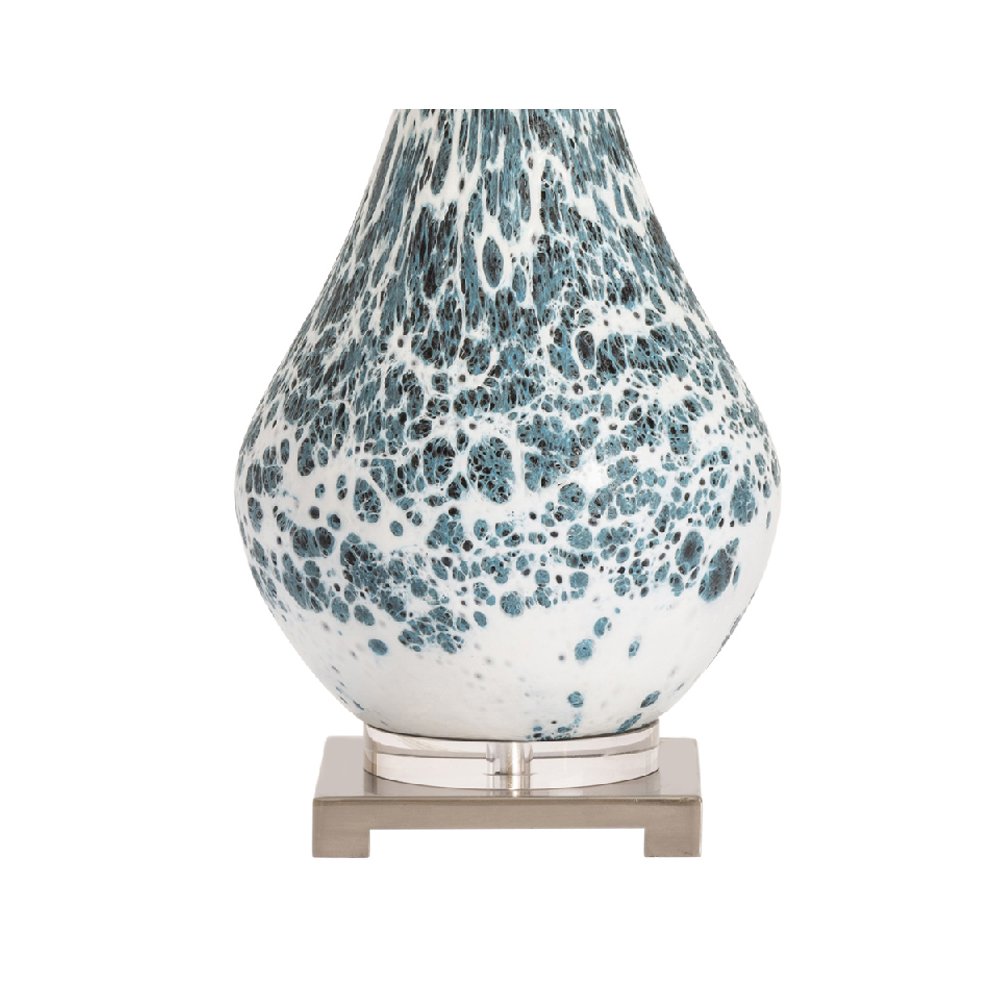 Blue And White Speckled Glass Lamp With Dual Pull Chains.. Picture 4