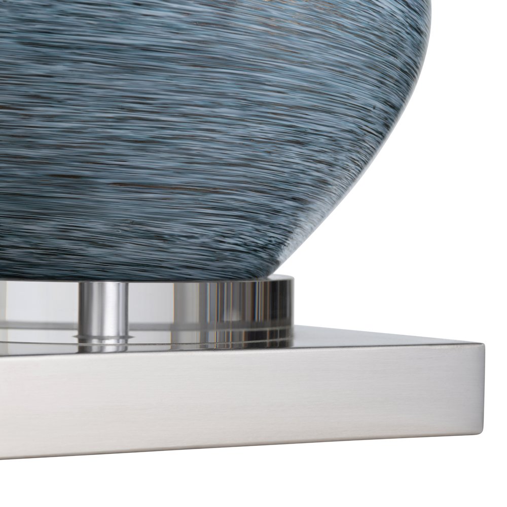 Double-Gourd Blue Ceramic Table Lamp With Crystal Base And Drum Shade.. Picture 6