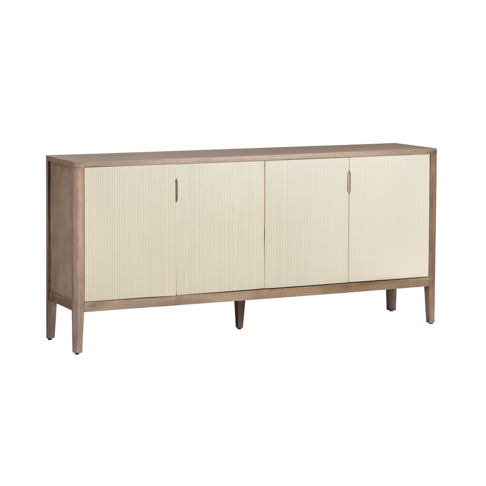 74" Warm Brown 4-Door Media Credenza. Picture 1