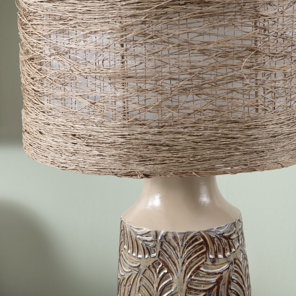 Set Of 2 Ceramic Table Lamps With Rattan Shade. Picture 5