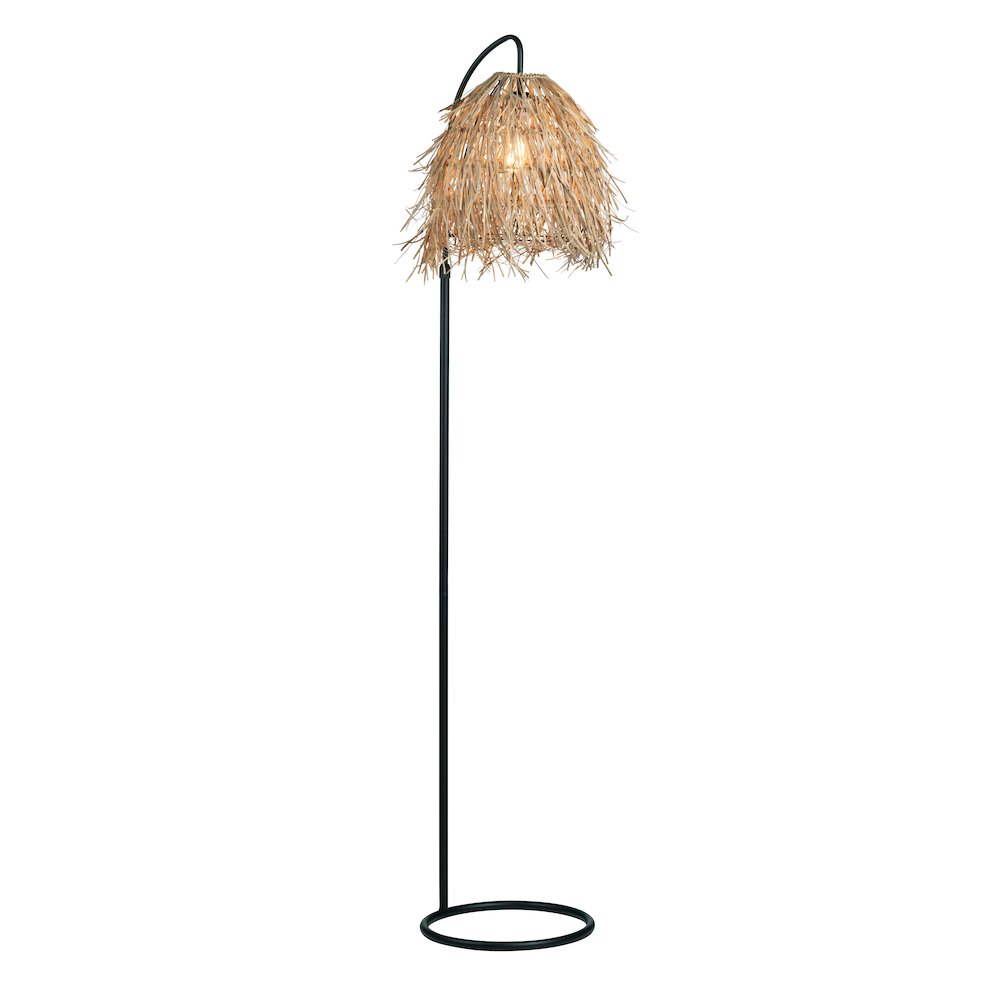 70.75"H Metal Floor Lamp With Rafia Shade. Picture 2