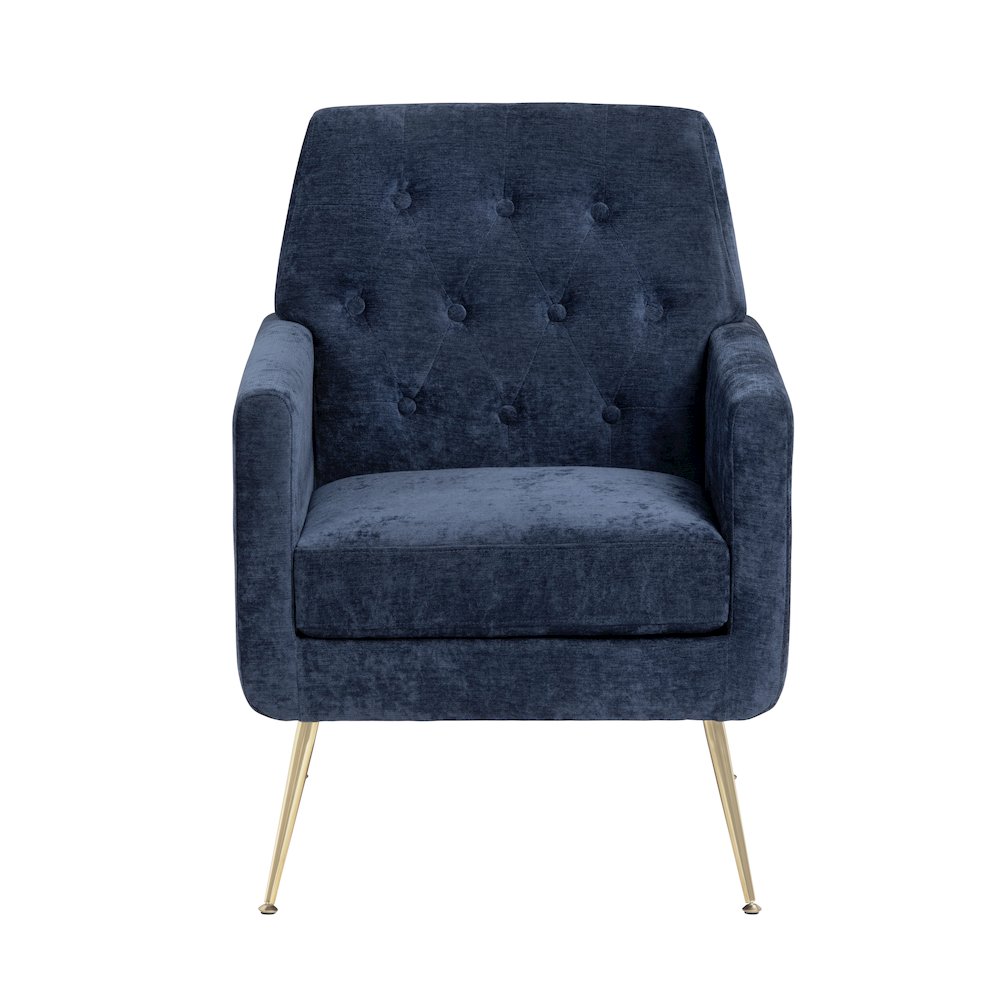 Navy Blue Upholstered Accent Chair. Picture 2