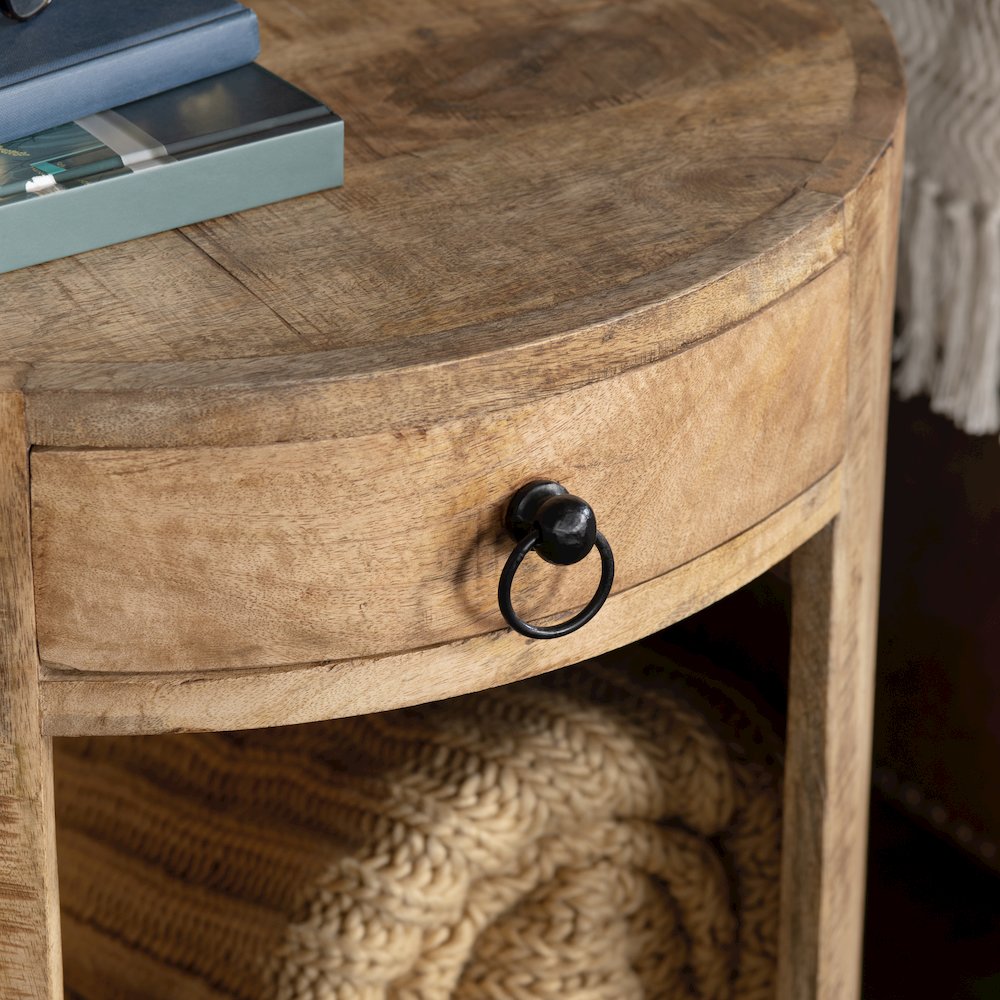 Solid Mango Brown Round Accent_End Table. Picture 4
