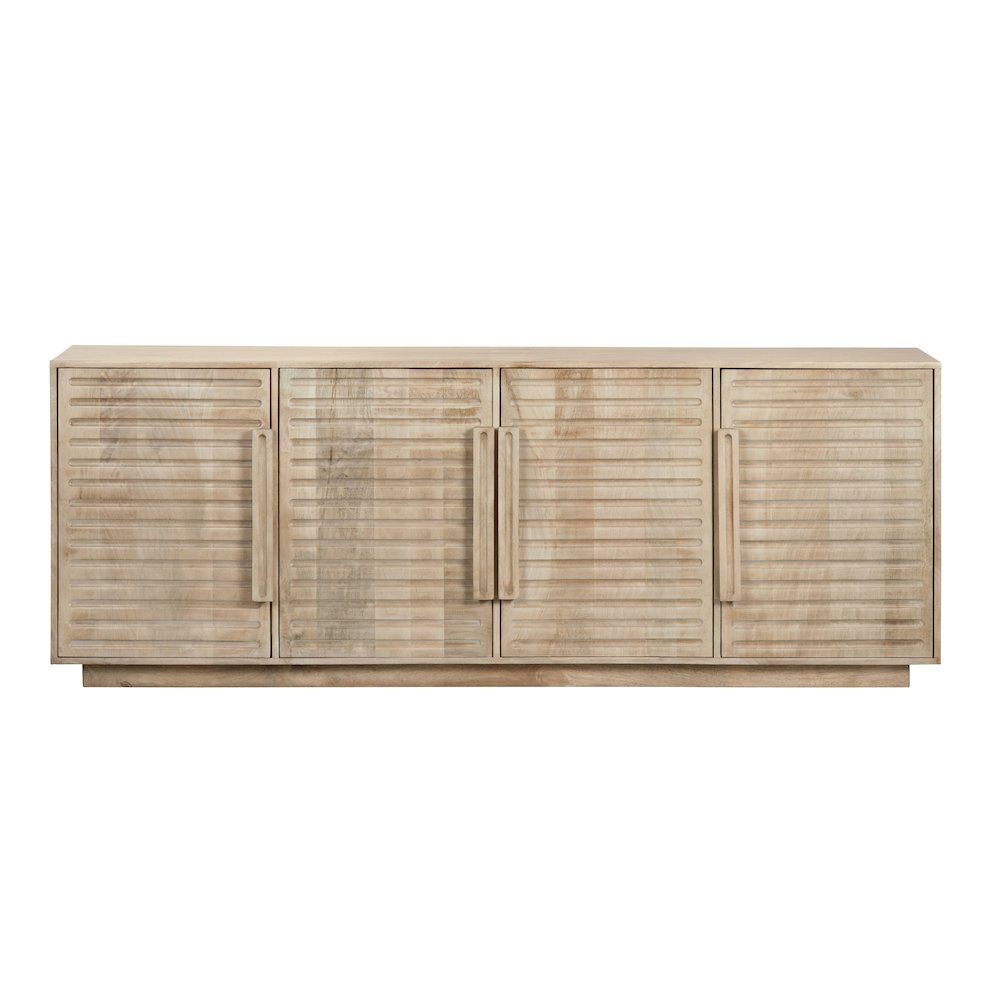 86" Natural Brown 4-Door Media Credenza_ Sideboard. Picture 2