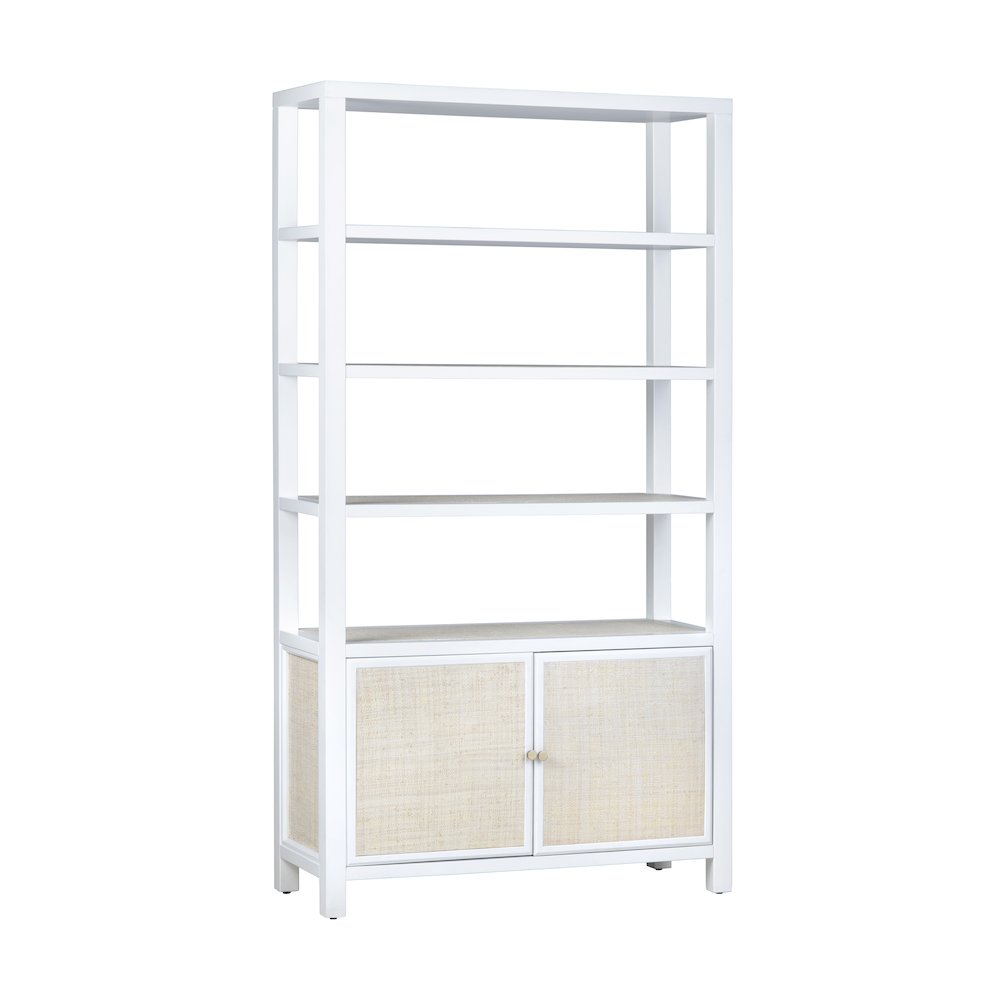 2 Door 3 Shelf White Etagere_Bookcase. Picture 4