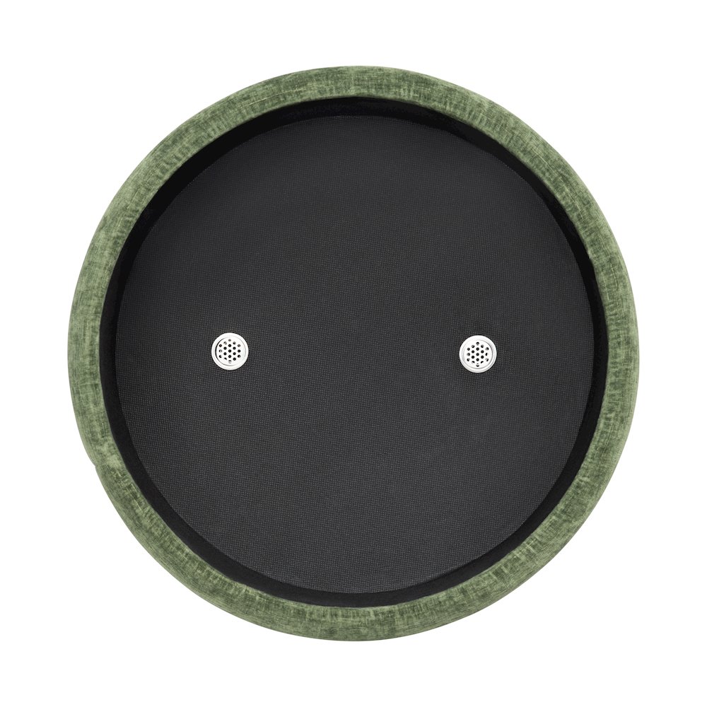 Dark Green Round Ottoman W/ Storage. Picture 4
