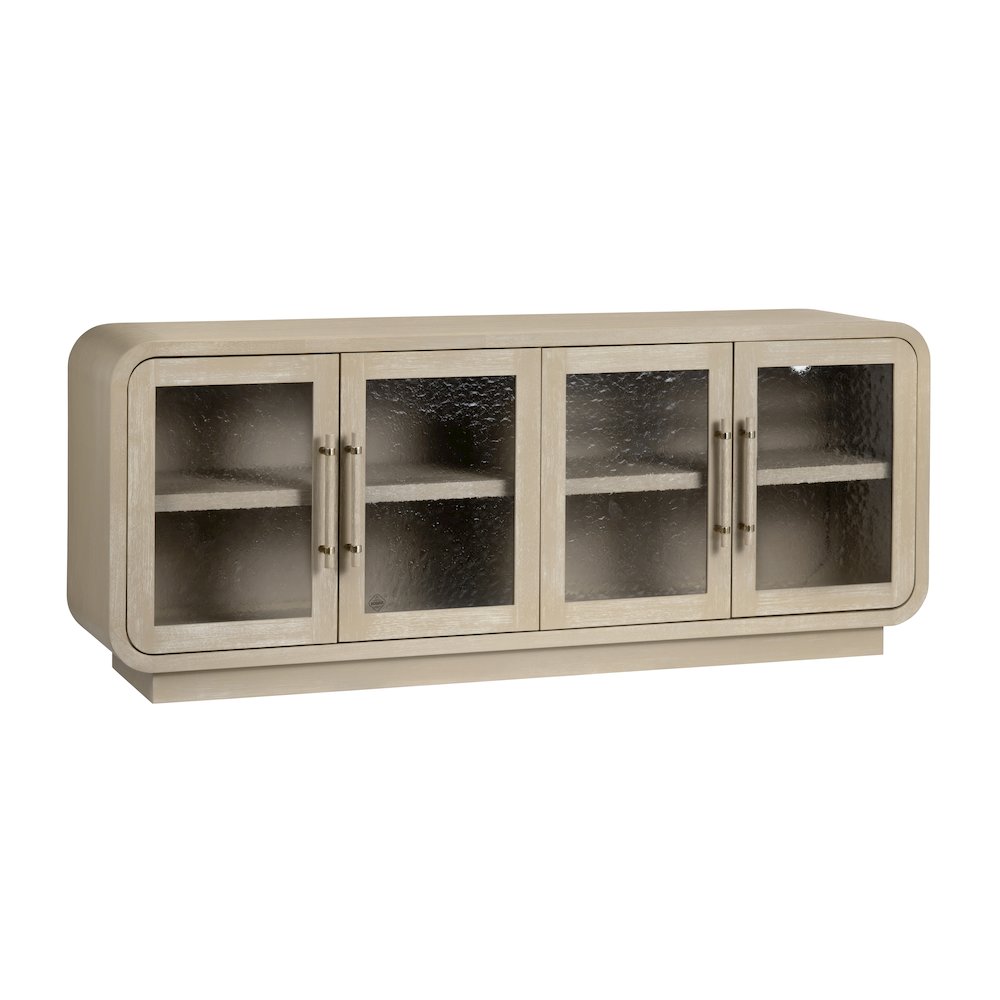 80" Tan 4-Door Media Credenza. Picture 1