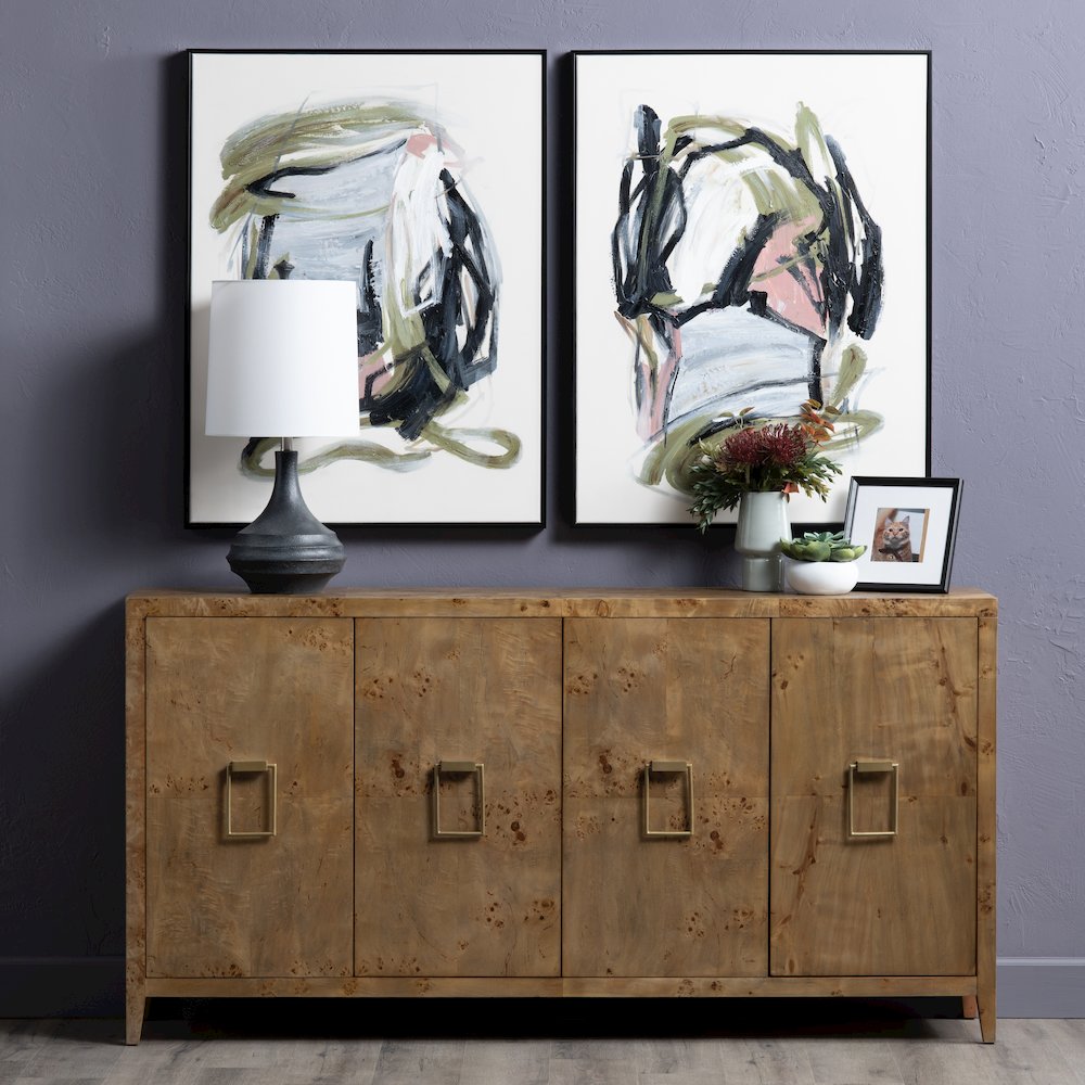 72" Mappa Burl 4-Door Media Credenza. Picture 5