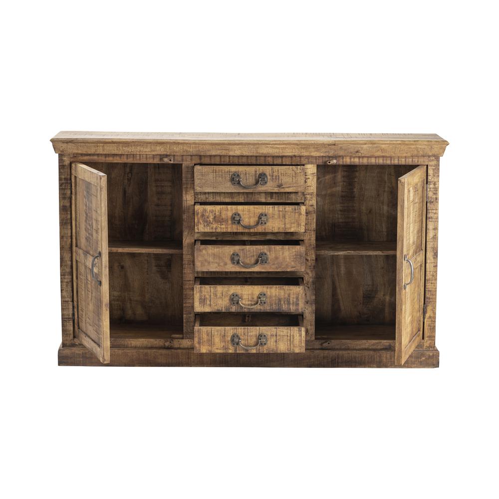 Crestview Collection Bengal Manor Mango Wood 5 Drawer 2 Door Sideboard, Brown. Picture 3