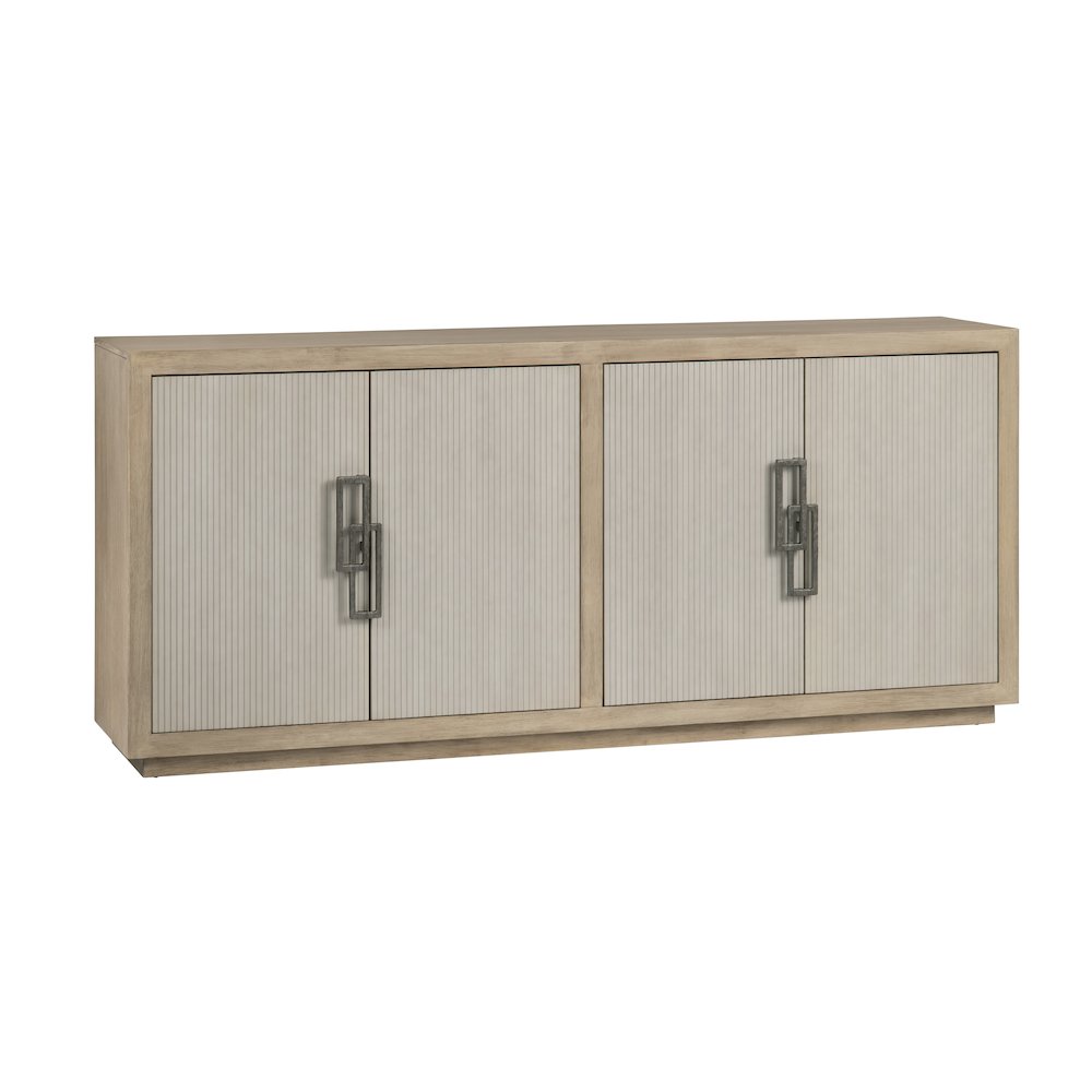 80" Tan & Cream 4-Door Media Credenza. Picture 1