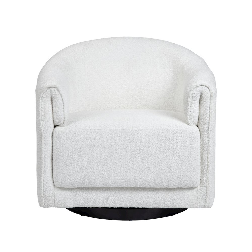 Light Cream Textured Upholstered Swivel Accent Chair. Picture 2