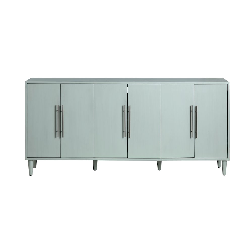 74" Sea Foam Green 6 Door Media Credenza. Picture 2