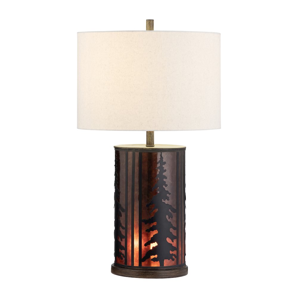 32"H  Metal Table Lamp With Nightlight And Mica Shade. Picture 2