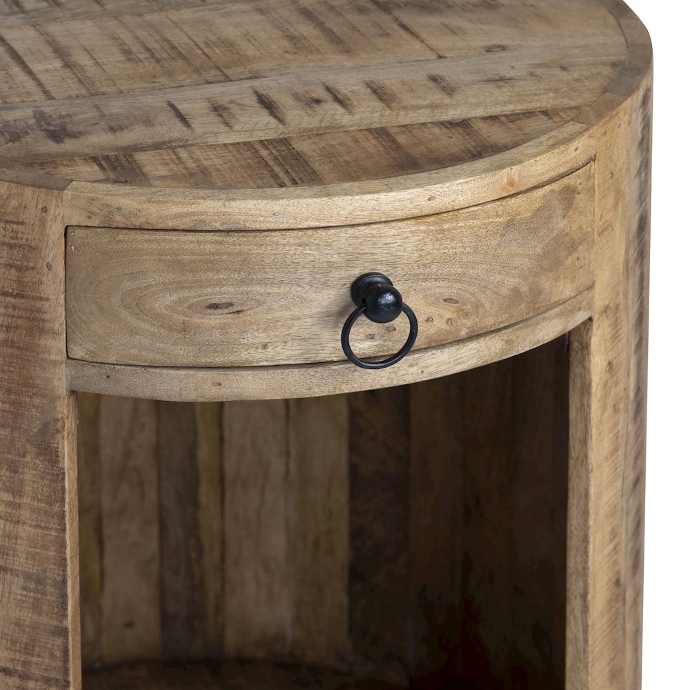 Solid Mango Brown Round Accent_End Table. Picture 3