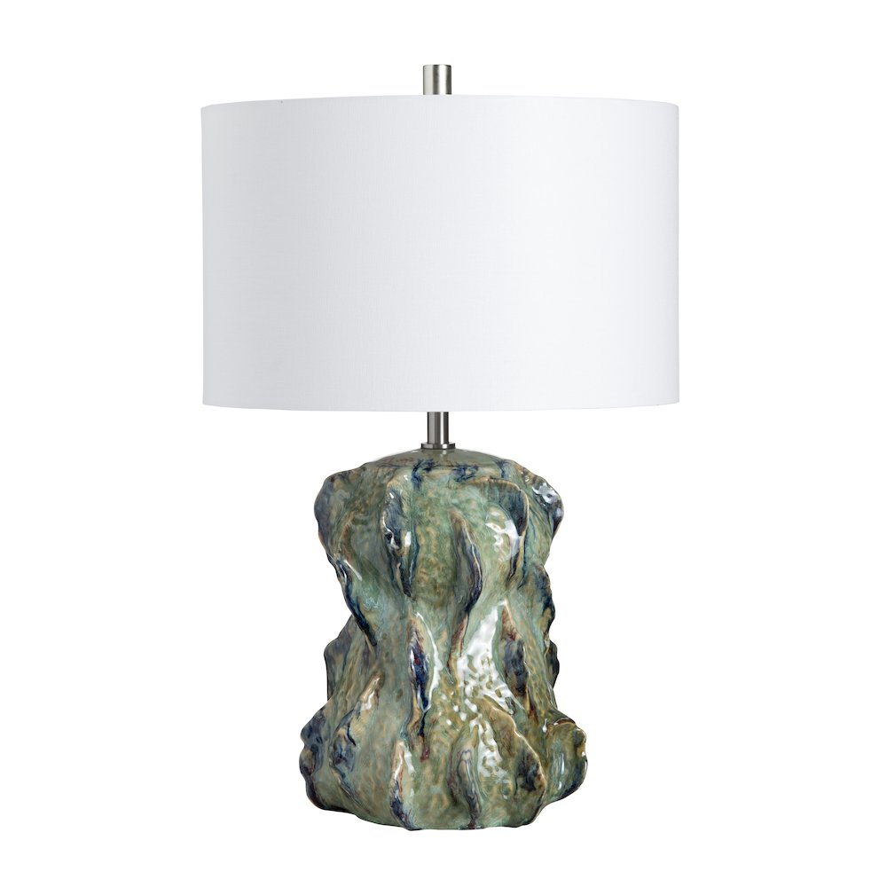 Ceramic Table Lamp With Glazed Finish And Shade. Picture 1