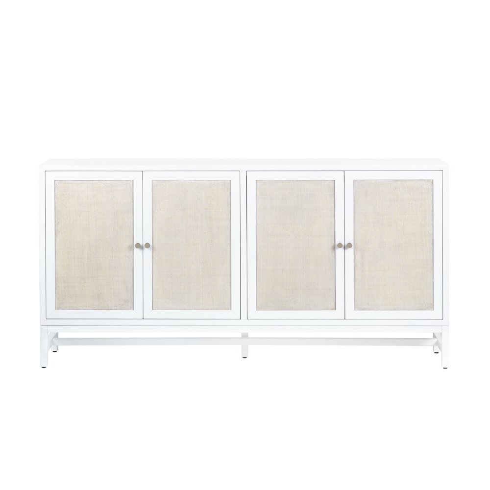 72" White-Washed And Cream 4-Door Media Credenza. Picture 2