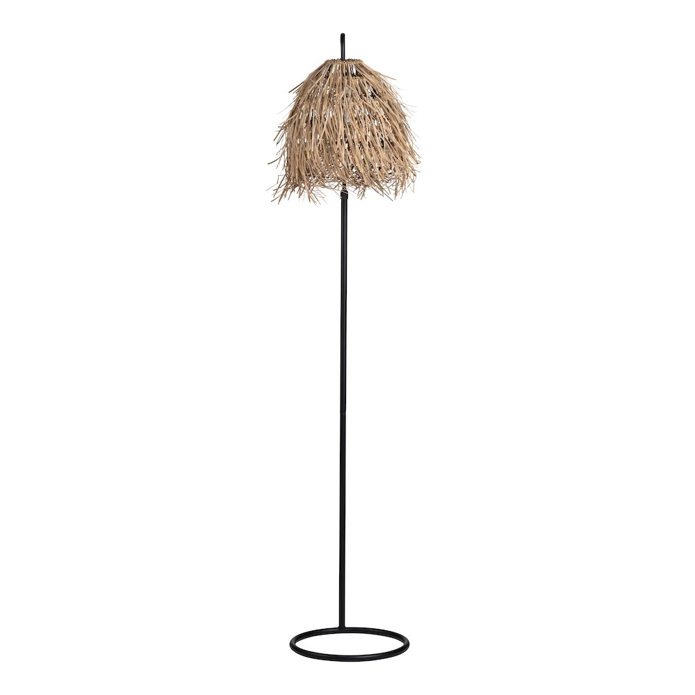 70.75"H Metal Floor Lamp With Rafia Shade. Picture 1