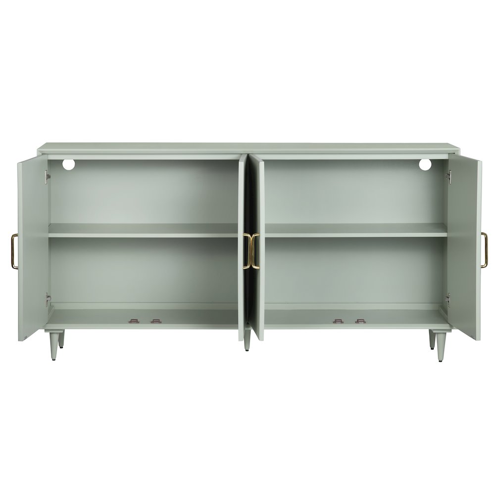 72" Sage Green 4 Door Media Credenza. Picture 3