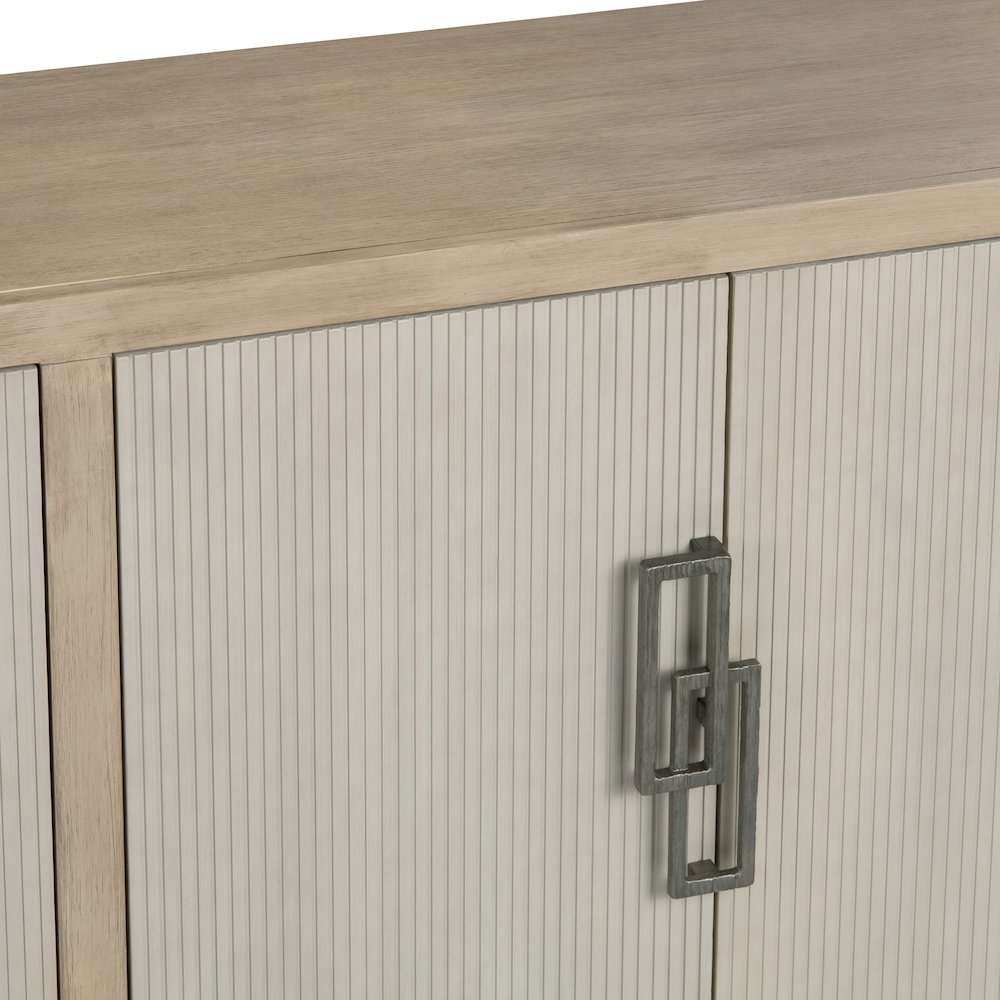 80" Tan & Cream 4-Door Media Credenza. Picture 4