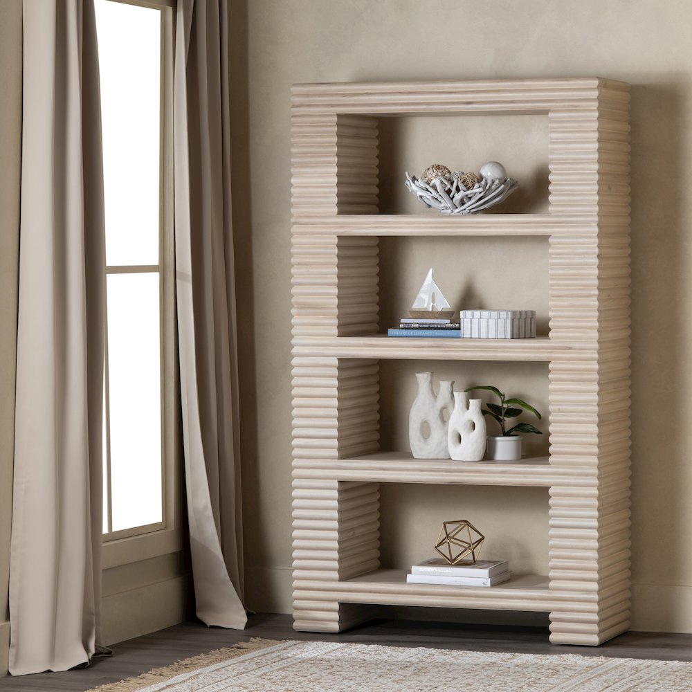 4 Shelf Reeded Etagere_Bookcase. Picture 2
