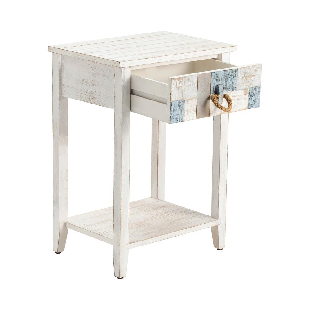 Crestview Collection Multi Color Nautical Patchwork 1 Drawer Accent Table. Picture 3