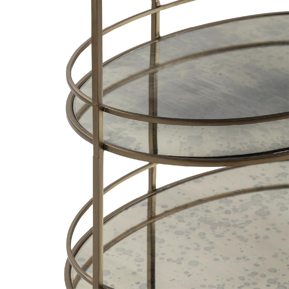 Crestview Collection Waterford Oval Bar Cart Metal Gold. Picture 3