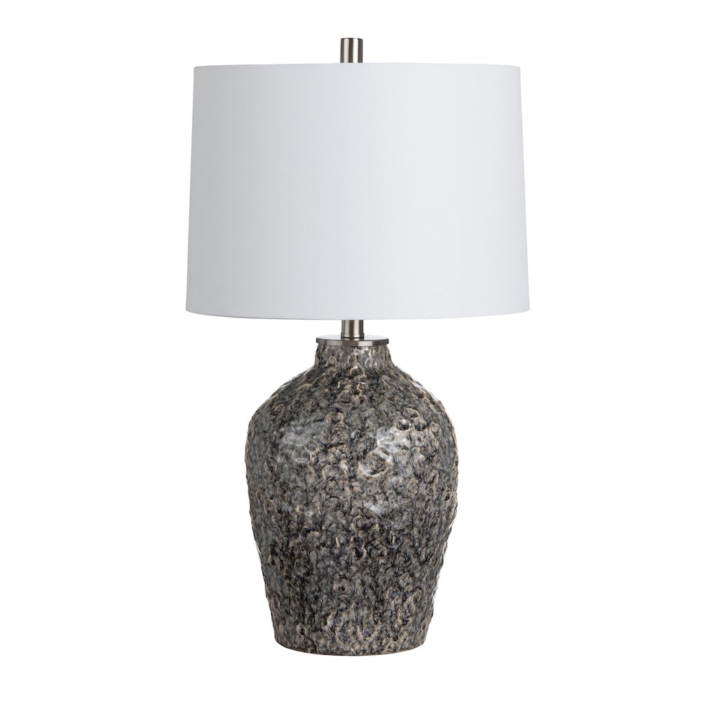 27.5"H Blue Gray Textured Ceramic Table Lamp With Shade. Picture 1