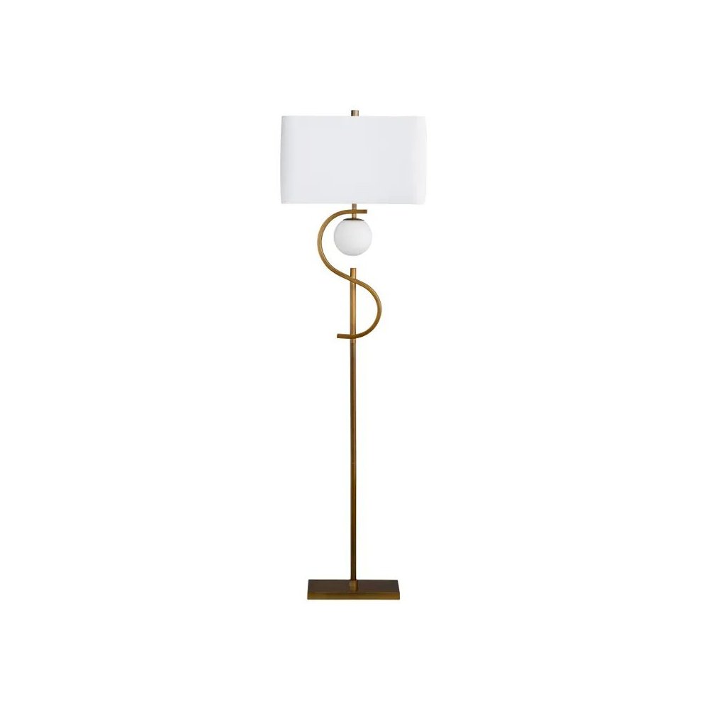 62.5" Contemporary Gold Metal Floor Lamp with Nightlight. Picture 1