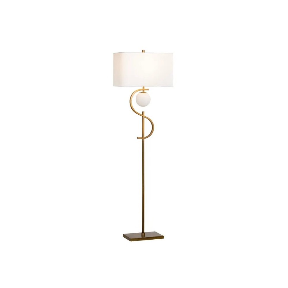 62.5" Contemporary Gold Metal Floor Lamp with Nightlight. Picture 2