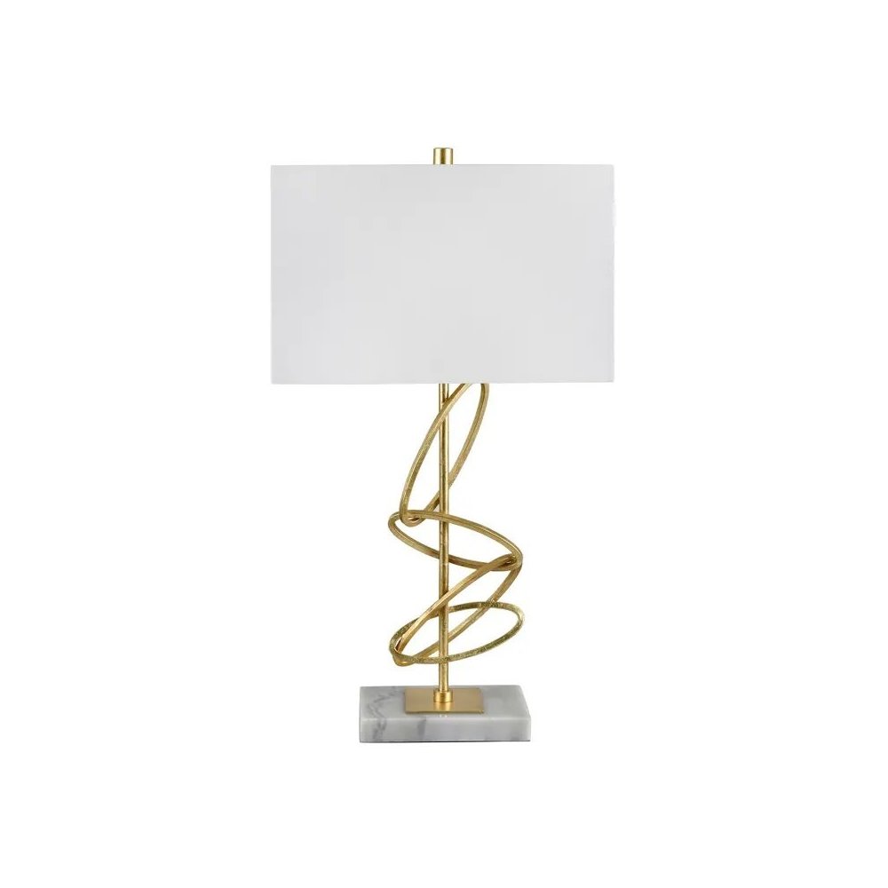 29.25" Contemporary Gold Metal Table Lamp with Interlocking Rings. Picture 1