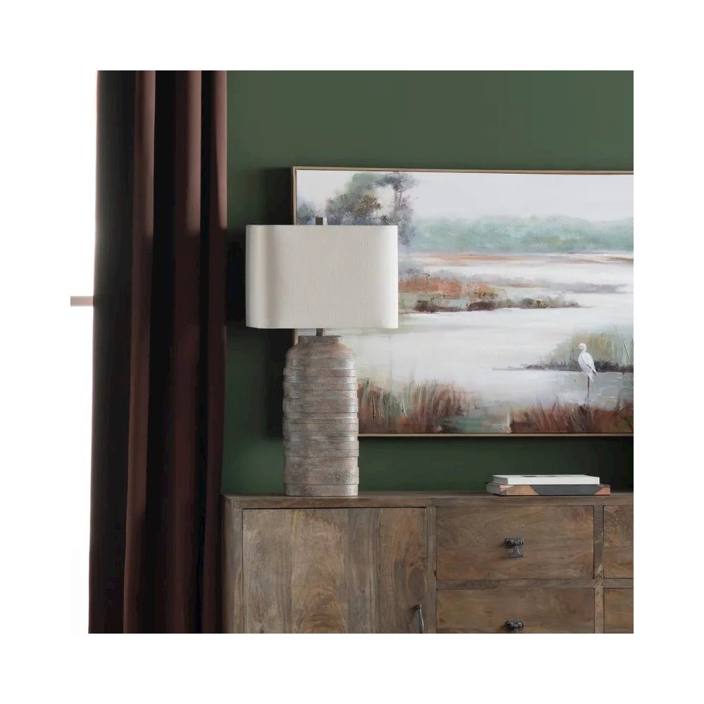 30.5" Coastal Multicolor Resin Table Lamp with Textured Grey-Brown Finish. Picture 4