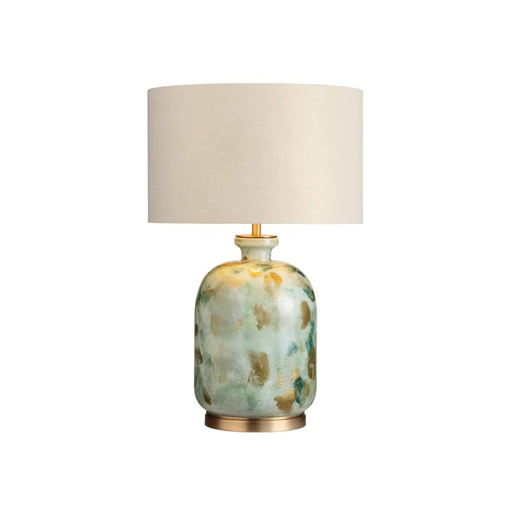 29" Transitional Multicolor Glass Table Lamp with Gold Accents. Picture 1