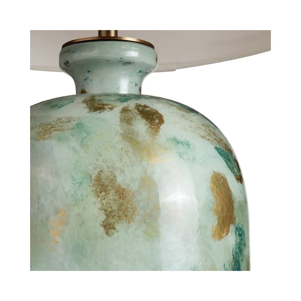 29" Transitional Multicolor Glass Table Lamp with Gold Accents. Picture 3